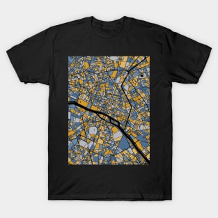 Paris Map Pattern in Blue & Gold T-Shirt